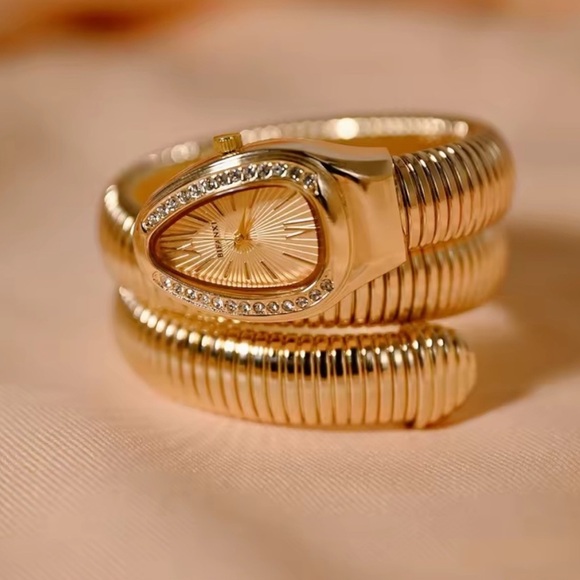 caducci Jewelry - Serpente Gold Women's Watch Bracelet